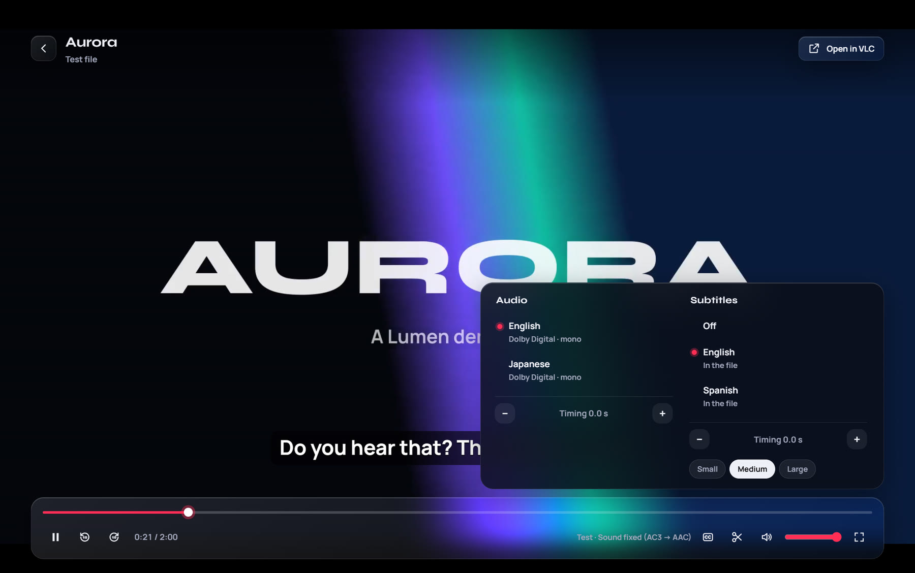 Audio and subtitle languages in the player